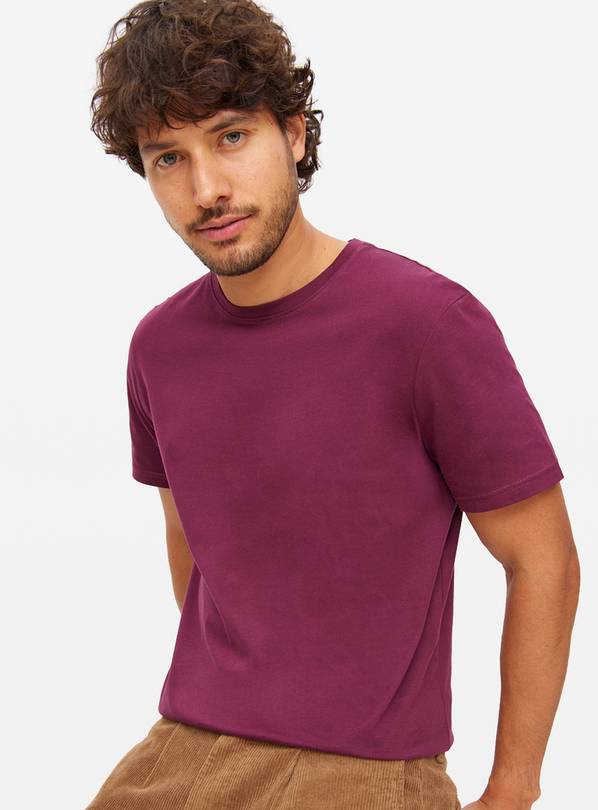 Dark Red Regular Crew T-Shirt L